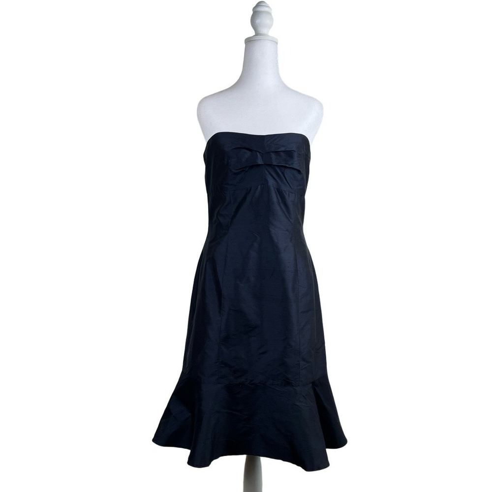 Saeyoung Vu Couture Dress 8 Navy Blue 100% Silk‎ Strapless Formal Elegant Y2K